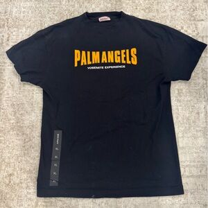 Palm Angels Black Tee with Bold Gold Logo